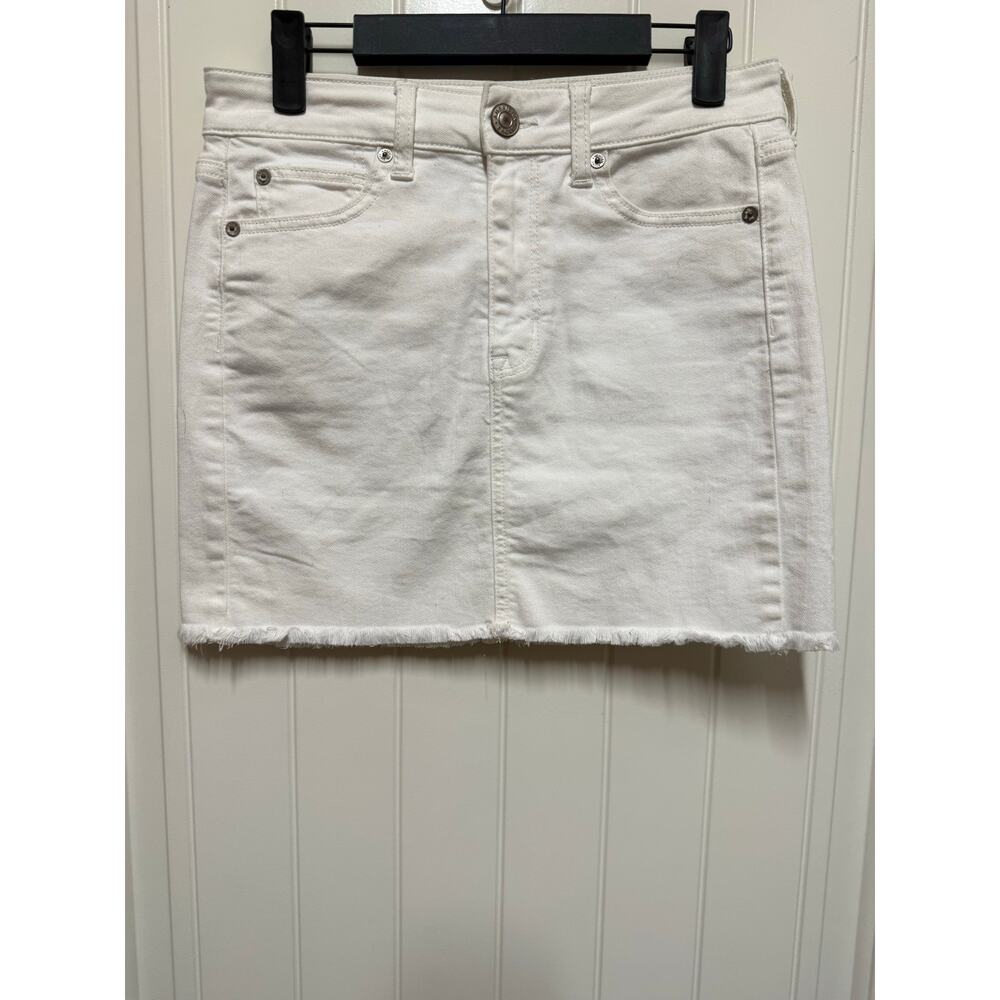 American Eagle White Jean Skirt Hi Rise Mini Size 4 - Picture 5 of 6